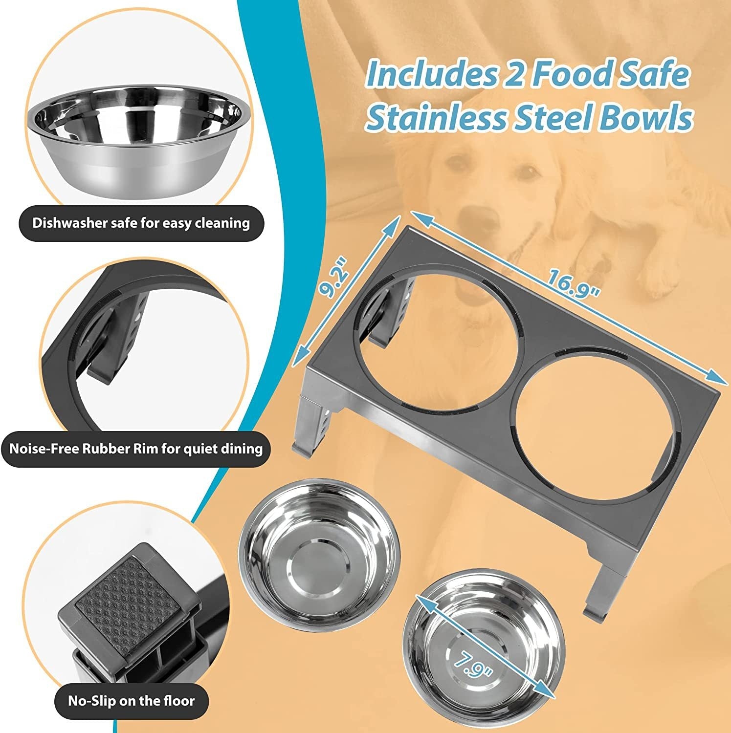 Pet Feeder Slow Feeding Bowl Lifting Dog Bowl Rack Neck Protection  (76) ⭐⭐⭐⭐⭐