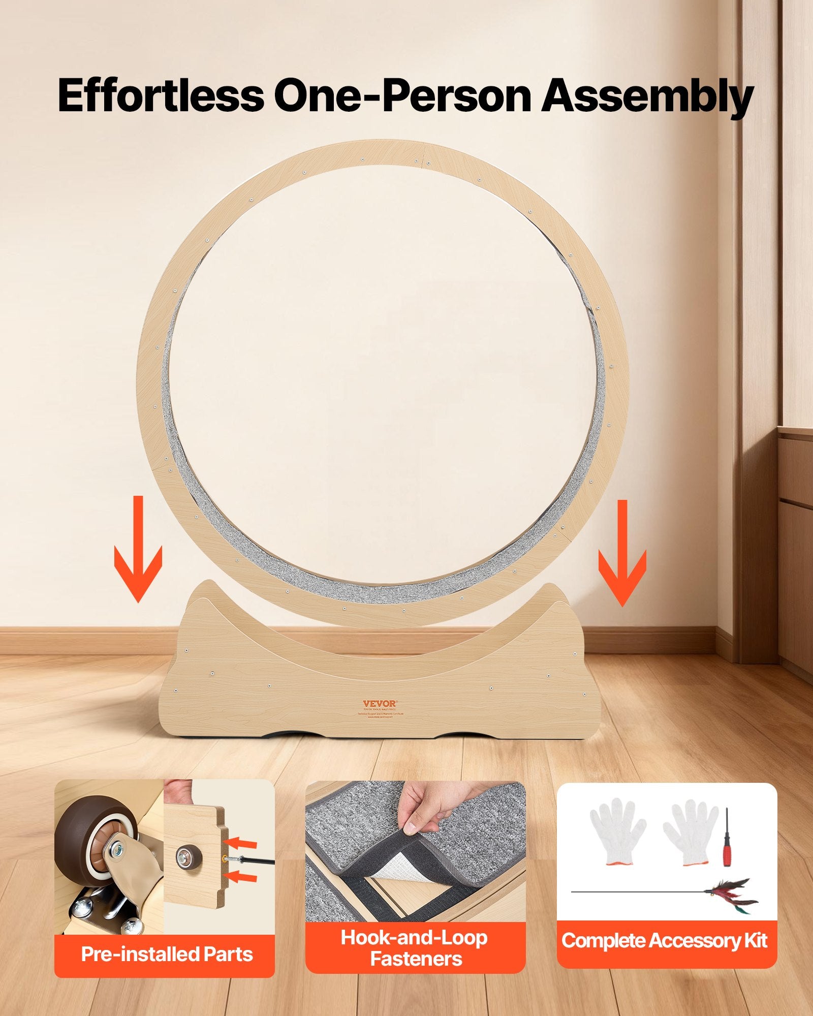 Cat Exercise Wheel, 48 In Wooden Cat Running Wheel For Indoor Cats Up To 28 Lbs, Cats Treadmill With Carpeted Runway & Locking Mechanism, Quiet Roller Kitten Sport Toys For Pets Fitness & Health  (34)  ⭐⭐⭐⭐⭐