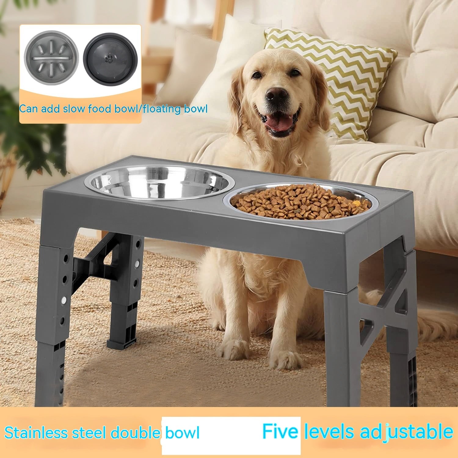 Pet Feeder Slow Feeding Bowl Lifting Dog Bowl Rack Neck Protection  (76) ⭐⭐⭐⭐⭐